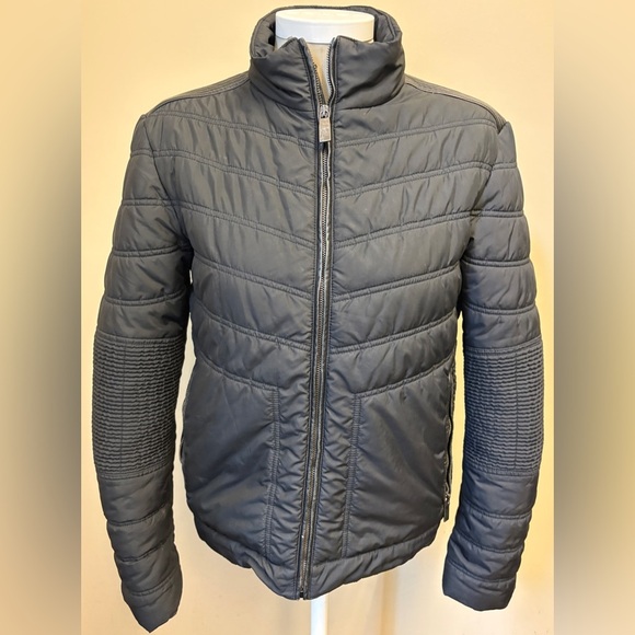 Versace Me's size Large Black Quilted + Leather Long Sleeve Vintage Moto Jacket - Picture 3 of 13